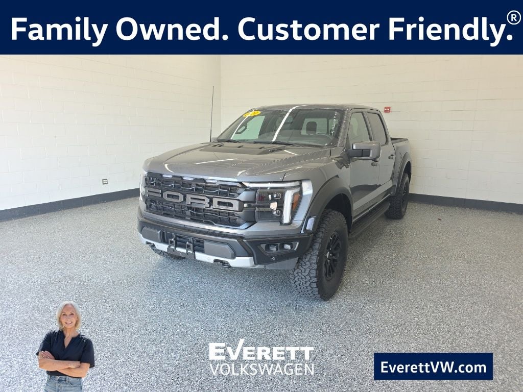 2024 Ford F-150 Raptor in Gray Metallic — front three-quarter view