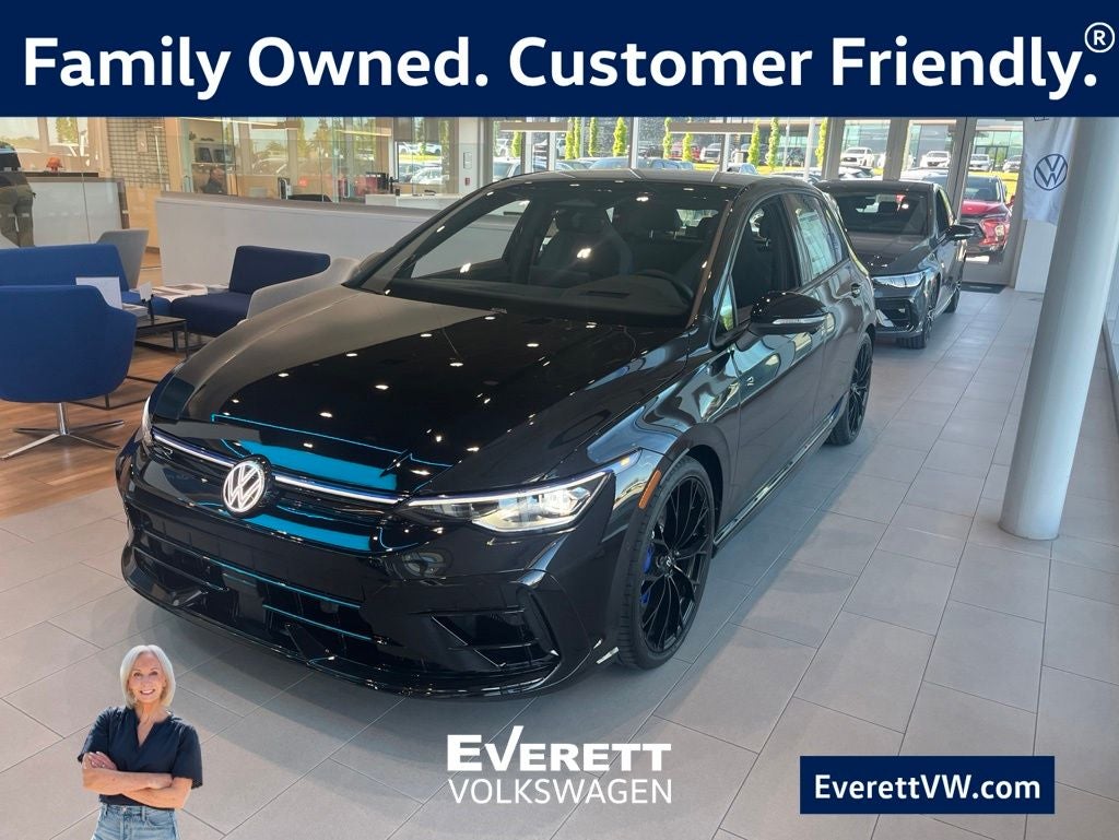 2026 Volkswagen Golf R 2.0T in Mythos Black Metallic — front three-quarter view