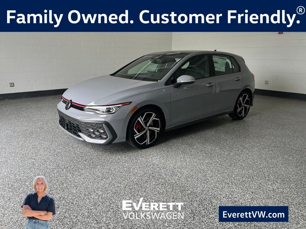 2026 Volkswagen Golf GTI 2.0T SE in Moonstone Gray — front three-quarter view